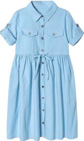 img 4 attached to 👗 Chic and Comfy: Sleeve Pleated T Shirt Dresses for Girls' Casual Clothing