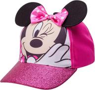 🎀 girls disney minnie mouse cotton baseball cap with 3d ears and glitter rim (toddler/little girls) logo