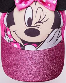 img 1 attached to 🎀 Girls Disney Minnie Mouse Cotton Baseball Cap with 3D Ears and Glitter Rim (Toddler/Little Girls)