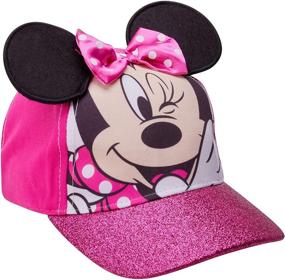 img 2 attached to 🎀 Girls Disney Minnie Mouse Cotton Baseball Cap with 3D Ears and Glitter Rim (Toddler/Little Girls)