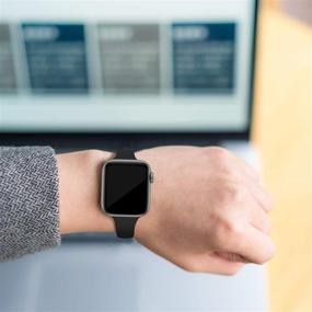 img 1 attached to 👉 4-пак DYKEISS Спортивный узкий силиконовый ремешок, совместимый с Apple Watch Series SE/6/5/4/3/2/1 - Тонкий мягкий узкий заменяемый ремешок, 38 мм 40 мм 42 мм 44 мм, для женщин и мужчин.