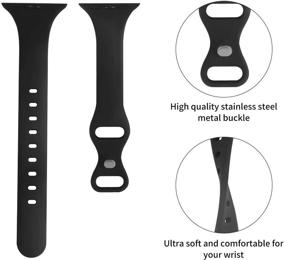 img 3 attached to 👉 4-пак DYKEISS Спортивный узкий силиконовый ремешок, совместимый с Apple Watch Series SE/6/5/4/3/2/1 - Тонкий мягкий узкий заменяемый ремешок, 38 мм 40 мм 42 мм 44 мм, для женщин и мужчин.