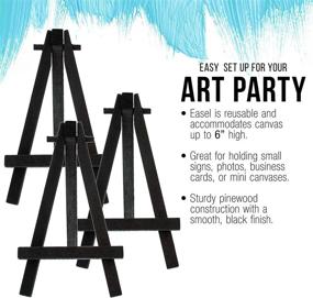 img 1 attached to 🎨 U.S. Art Supply 8" High Small Black Wood Display Easel (Pack of 6): A-Frame Mini Easel for Painting, Crafts, Events, and Gifts