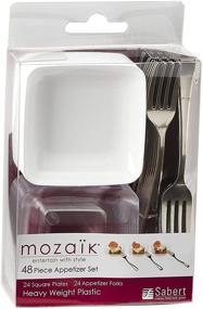img 2 attached to 🍽️ 48-Piece Disposable Mini Appetizer Set with Bowls and Flatware by Mozaik