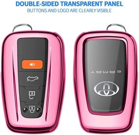 img 2 attached to Tukellen For Toyota Key Fob Cover Special Soft TPU Key Case Key Shell Protector Compatible With 2018-2021 Highlander RAV4 Camry Avalon C-HR Prius Corolla GT86(Only For Keyless Go)Pink