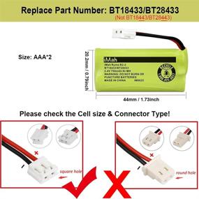 img 3 attached to 🔋 ИМах BT18433 / BT28433 2,4 В 750 мАч Ni-MH аккумулятор - совместим с беспроводным телефоном AT&amp;T VTech CS6229 BT184342 BT284342 BT183348 BT283348 BT8300 BT1011 BT1018 BT1022 BT1031 2SN-AAA55H-S-J1, набор из 3 шт.