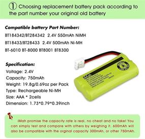 img 1 attached to 🔋 iMah BT18433/BT28433 2.4V 750mAh Ni-MH Battery - Compatible with AT&amp;T VTech Cordless Phone CS6229 BT184342 BT284342 BT183348 BT283348 BT8300 BT1011 BT1018 BT1022 BT1031 2SN-AAA55H-S-J1, Pack of 3