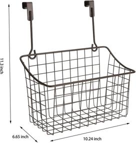 img 3 attached to 🧺 2-Pack с сетчатыми корзинами для хранения с крючками | Органайзер над дверью шкафа | Сетчатый подвесной органайзер для хранения в кухне и ванной | Организация раковины из стальной проволоки | Держит шампунь, гель для душа | Бронза