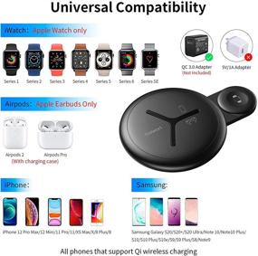 img 3 attached to 🔌 Nalwort 2-in-1 Wireless Charger: Fast Qi Charging Station for iPhone 12/11, Apple Watch 6/SE/5/4/3/2/1, AirPods, and More (No Adapter)