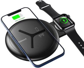 img 4 attached to 🔌 Nalwort 2-in-1 Wireless Charger: Fast Qi Charging Station for iPhone 12/11, Apple Watch 6/SE/5/4/3/2/1, AirPods, and More (No Adapter)