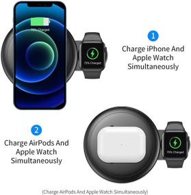 img 2 attached to 🔌 Nalwort 2-in-1 Wireless Charger: Fast Qi Charging Station for iPhone 12/11, Apple Watch 6/SE/5/4/3/2/1, AirPods, and More (No Adapter)