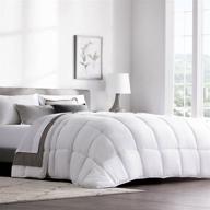 🛏️ weekender hypoallergenic quilted down alternative comforter - all-season hotel-style insert or stand-alone - oversized king size, classic white with corner duvet tabs logo