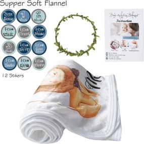 img 3 attached to Yoothy Safari Baby Monthly Milestone Blanket: Perfect Gift for Baby Shower, Capture Precious Moments with Elephant and Lion Theme, Includes Wreath & 12 Stickers, Soft Flannel Material, 40''x 40'' Size