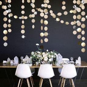 img 4 attached to 🎉 OuMuaMua Glitter Champagne Gold Paper Circle Dots Garland Banners Streamers Hanging Bunting Ornament - Set of 5, Perfect for Engagement Party, Bridal Shower, Wedding, Baby Shower, Christmas Room Decor (65 Feet)