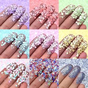 img 3 attached to 🎨 18 Colors Chunky Glitter for Resin Epoxy - Holographic Glitters Powder Set for Craft Tumblers, Slime, Face, Body, Eyes, Hair, Nails - Iridescent Flakes, Extra Fine Sequins - Total 180g