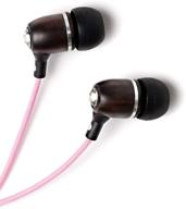 symphonized bling premium genuine wood in-ear noise-isolating headphones with mic and nylon cable (pink) logo