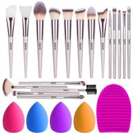 💄 premium synthetic makeup brushes set - 18 pcs for blending foundation blush eyeshadow concealers face powder | includes 2 silicone face mask brushes, 4 blender sponges, and 1 brush cleaner logo