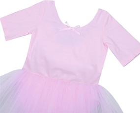 img 2 attached to CHICTRY Girls' Short Sleeve Ballet Tutu Leotard Skirt with Back Detailing - Gymnastics Dance Outfit