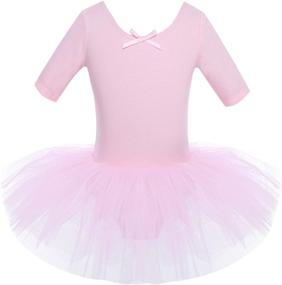 img 3 attached to CHICTRY Girls' Short Sleeve Ballet Tutu Leotard Skirt with Back Detailing - Gymnastics Dance Outfit