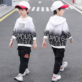 img 2 attached to Trendy Tie Dye Hooded Sweatshirt Tracksuit for Boys' Clothing Sets