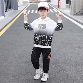 img 1 attached to Trendy Tie Dye Hooded Sweatshirt Tracksuit for Boys' Clothing Sets