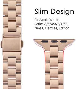 img 3 attached to Stylish Rose-Gold iWatch Bands for Women | Compatible with Apple Watch Series 6 5 4 3 | CAGOS Slim Bracelet Stainless Steel Metal Bands (38mm/40mm)