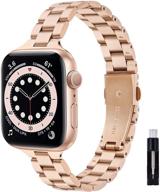 stylish rose-gold iwatch bands for women | compatible with apple watch series 6 5 4 3 | cagos slim bracelet stainless steel metal bands (38mm/40mm) logo