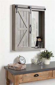 img 2 attached to 🚪 Rustic Gray Wall Storage Cabinet with Vanity Mirror and Sliding Barn Door by Kate and Laurel Cates