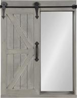 🚪 rustic gray wall storage cabinet with vanity mirror and sliding barn door by kate and laurel cates logo