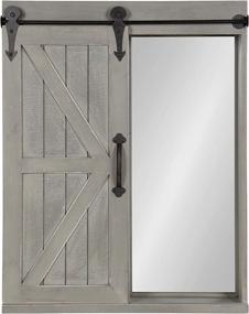 img 4 attached to 🚪 Rustic Gray Wall Storage Cabinet with Vanity Mirror and Sliding Barn Door by Kate and Laurel Cates