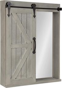 img 1 attached to 🚪 Rustic Gray Wall Storage Cabinet with Vanity Mirror and Sliding Barn Door by Kate and Laurel Cates