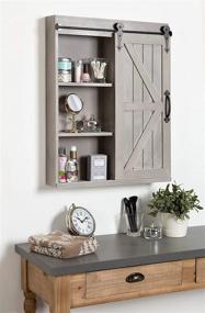 img 3 attached to 🚪 Rustic Gray Wall Storage Cabinet with Vanity Mirror and Sliding Barn Door by Kate and Laurel Cates