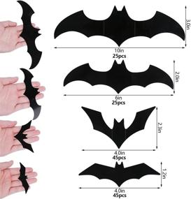 img 3 attached to 🦇 Украшение настенная наклейка для Хэллоуина – 140 шт. 3D наклейки с изображением летучих мышей для домашнего интерьера, водонепроницаемые черные страшные летучие мыши в 4 размерах для украшения комнаты.