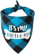 🐶 dog birthday boy bandana - it's my birthday plaid triangle scarf for dogs & puppies - dog birthday party supplies логотип