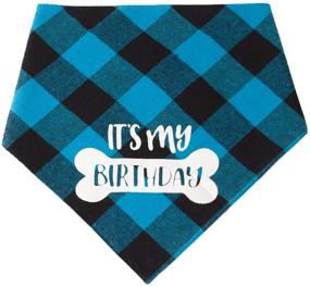 img 1 attached to 🐶 Dog Birthday Boy Bandana - It's My Birthday Plaid Triangle Scarf for Dogs & Puppies - Dog Birthday Party Supplies