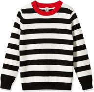 👦 kid nation boys color block striped pullover sweater - crew neck - long sleeve - cotton knit - 4-12y tos logo