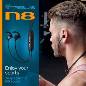 img 1 attached to 🎧 TREBLAB N8 - Sports Bluetooth Headphones: Lightweight In-Ear Wireless Earbuds with Magnetic Secure-Fit, Waterproof & Sweatproof for Gym, Yoga, Running, Workout - Noise Cancelling Neckband Headset w/Mic (2018 Model)