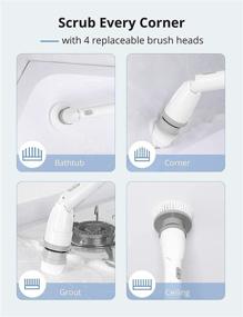 img 2 attached to 🧼 Voweek Electric Spin Scrubber - Cordless Cleaning Brush with Adjustable Extension Arm, 4 Replacement Heads, Power Shower Scrubber for Bathroom, Tub, Tile, and Floor
