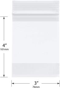 img 1 attached to 🔒 Plymor Zipper Reclosable Plastic Bags with White Block, 2 Mil, 3x4 Inches (Pack of 500)