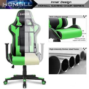 img 3 attached to 🪑 Green Homall High Back Computer PU Leather Desk Racing Chair with Headrest, Lumbar Support, and Swivel Function - Ergonomic Office Executive Task Chair