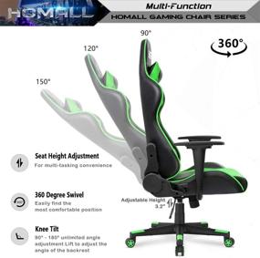 img 1 attached to 🪑 Green Homall High Back Computer PU Leather Desk Racing Chair with Headrest, Lumbar Support, and Swivel Function - Ergonomic Office Executive Task Chair