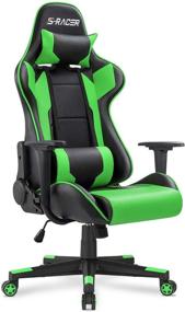 img 4 attached to 🪑 Green Homall High Back Computer PU Leather Desk Racing Chair with Headrest, Lumbar Support, and Swivel Function - Ergonomic Office Executive Task Chair