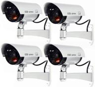 🎥 wali bullet dummy fake cctv dome camera | indoor outdoor surveillance security with led light and security alert stickers | silver, 4 pack logo