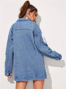 img 3 attached to Floerns Womens Washed Distressed Boyfriend Women's Clothing for Coats, Jackets & Vests