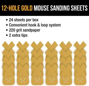 img 1 attached to 🔲 Dura-Gold Premium Mouse Detail Sander Sandpaper Sanding Sheets - 220 Grit (Box of 24) - 12 Hole Pattern Hook &amp; Loop Triangle Shaped Mouse Discs - Suitable for Black and Decker, Woodworking, Wood Crafting, Auto