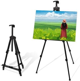 img 4 attached to 🎨 Adjustable Aluminum Easel Stand for Painting, Drawing, and Display - 17-56" - Enhance Your Art Experience with Table Top/Floor Black Easel