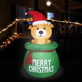 img 4 attached to Giant Inflatable Christmas Decorations Xmas Bear Outdoor, 5FT Blow Up Decoration with Built-in LED Lights for Christmas Bear Gift, Merry Christmas Ornaments - Perfect Christmas Party Prop for Outside Garden, Yard, Lawn Decor