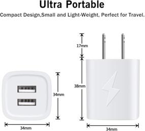 img 3 attached to Блок зарядки GiGreen USB - двухпортовая настенная вилка, зарядное устройство-адаптер 3PC совместимое с iPhone SE/11 Pro Max/XS/8/6S, Samsung Galaxy S20+/S10/A10e/A20/A71/A80/Note 20, Moto Z4.