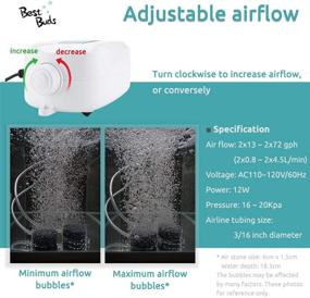 img 2 attached to 🐠 Maximize Oxygenation in Your Fish Tank with the BEST BUDS Aquarium Air Pump Kit - Single/Dual Outlet for Up to 60/130gal Tanks