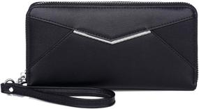 img 4 attached to 👜 KOWENTIK Black Leather Organizer Wristlet for Women - Handbags, Wallets, and Wallets